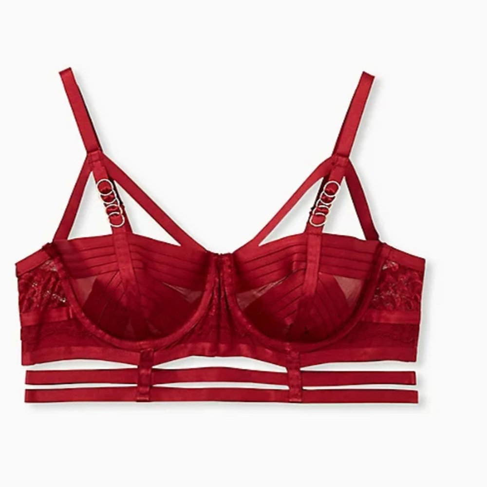 Torrid Red Lace Cage Underwire Longline Bralette - Picture 2 of 3